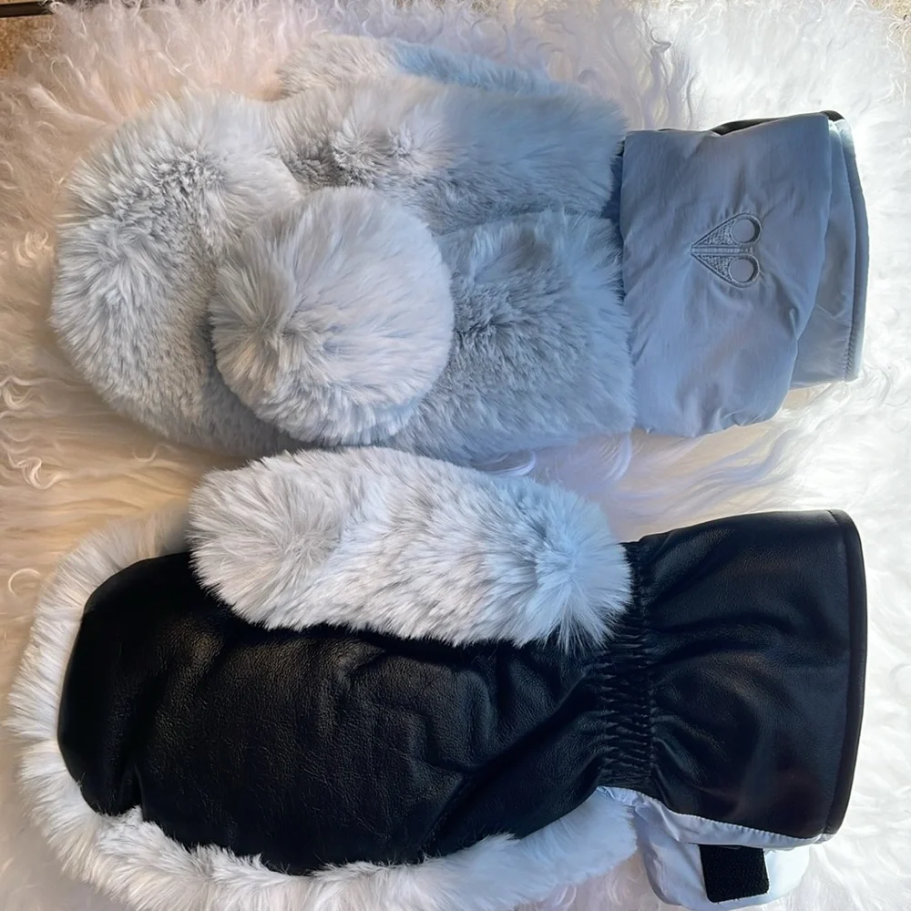 Moose Knuckles Bunny Mittens - Baby Blue Faux Fur - Picture 11 of 12